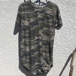 Distressed Camo Mini Dress 🌱